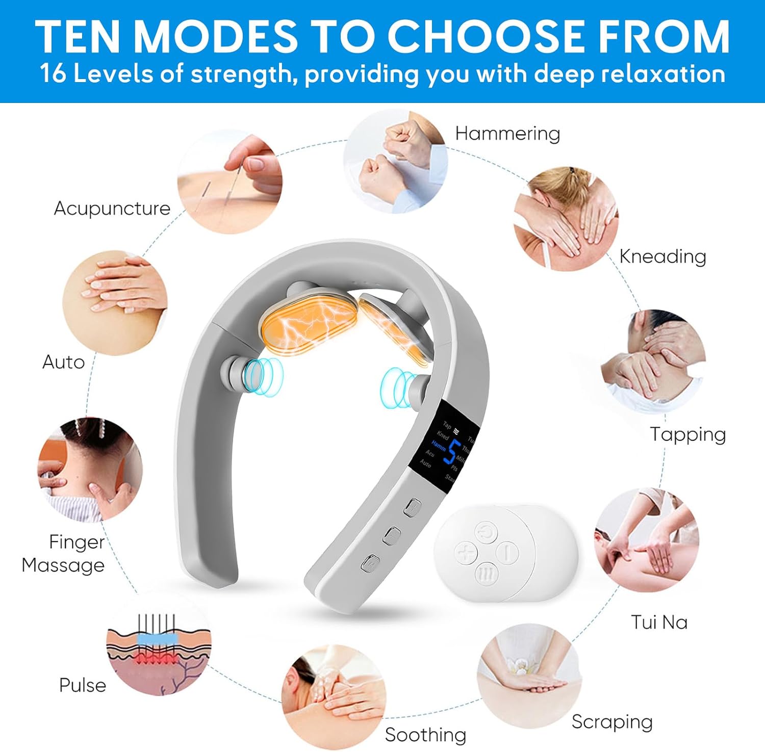 Glam Portable Neck Massager for Pain Relief with Heat