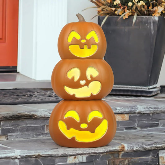 Glam Halloween Pumpkin Lantern-Jack O Lantern- Holiday Pre-Lit Pumpkin Lights-Halloween Decoration for Outdoor and Indoor- Waterproof and ETL Certified Light with Two Safety Fuse- 17'' Tall