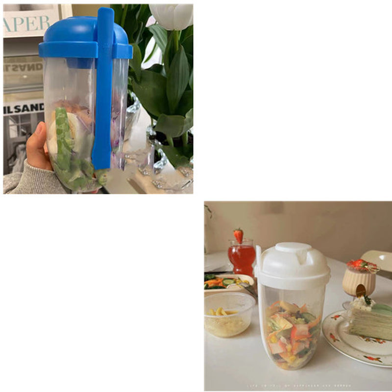 Ins Style Salad Cup with Fork and Cover Is Portable