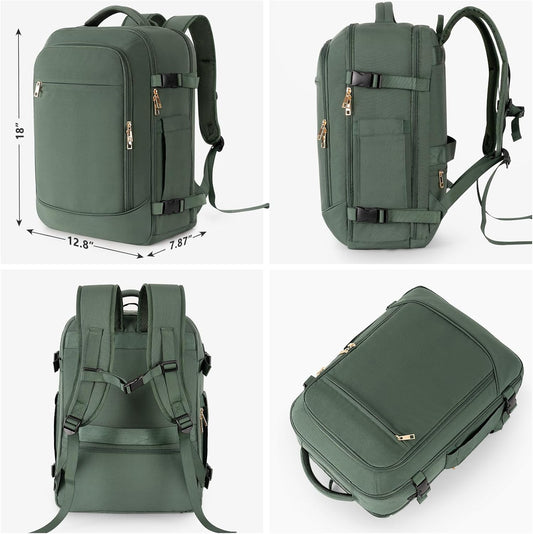 Carry on Backpack, Flight-Approved Backpack for Traveling, 40L Personal Item Travel Backpack, Peacock Green