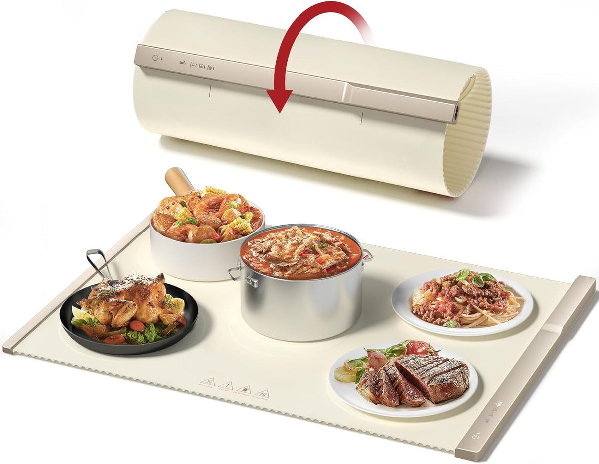 Electric Warming Tray with Adjustable Temperature,  5 in 1 Food Warmer for Parties Features Foldable Design & Fast Heating, Warming Plate for Buffet, Family Gatherings, Sabbath, Holidays