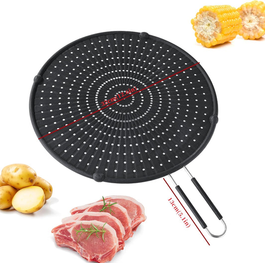 Splatter Screen for Frying Pan,  Grease Splatter Guard, Heat-Resistant Splatter Guards for Frying, Silicone Splatter Guard for Everyday Cooking, Dishwasher Safe (13Inch,Black)