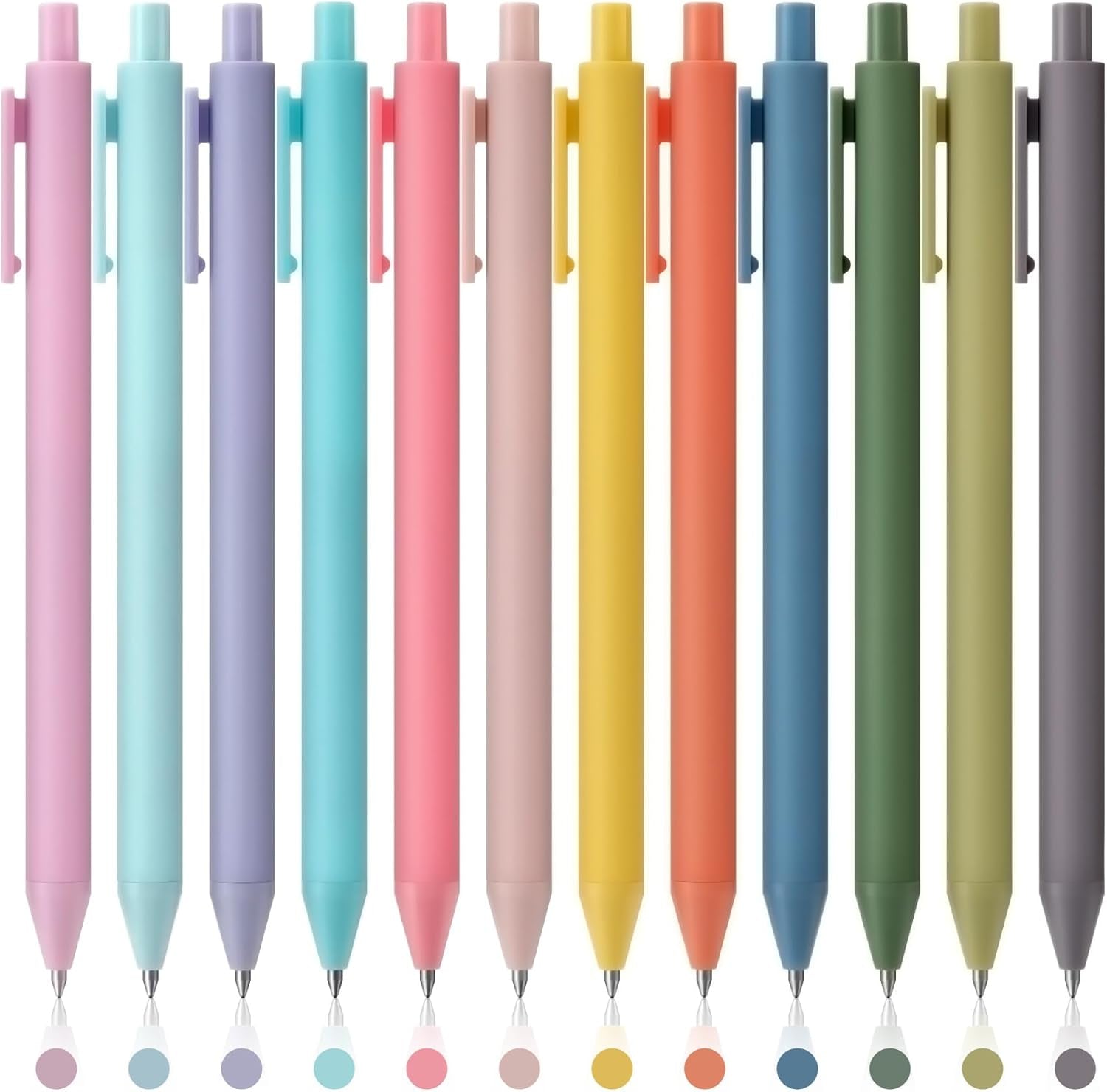Colored Gel Pens, 12 Colors 0.5Mm Fine Point Smooth Writing Pens, Quick Dry Colorful Gel Ink Pens for Journaling and Note Taking, Cute Aesthetic Pens for Office School & Home Supplies