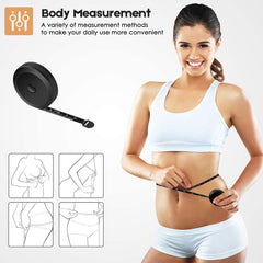 2 Pack Tape Measure Measuring Tape for Body Fabric Sewing Tailor Cloth Knitting Vinyl Home Craft Measurements, 60-Inch Soft Fashion Pink & Retractable Black Double Scales Rulers for Body Weight