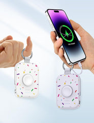 Glam 3-in-1 Portable Charger, 5000Mah Portable Charger Power Bank with Built-In Cables, Travel Keychain Battery Pack for Apple Watch Ultra/11/10/9/8/7/6/Se, Iphone Air/17/16/15/14/13/12, Confetti-Purple