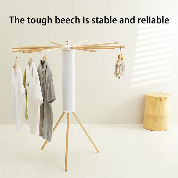 Tripod Clothes Drying Rack, Garment Rack Portable and Foldable Space Saving Laundry Drying Rack - Drying Rack Clothing Floor Folding Balcony Bedroom Household Wooden