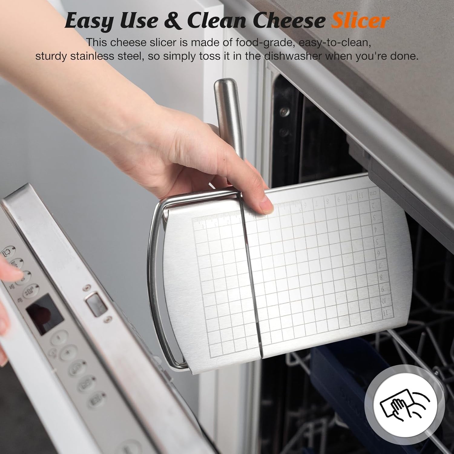 Cheese Slicer Cutter, Stainless Steel Cheese Cutter Board with Blade for Block Cheese, Vegetables, Butter, Sausages, Bread