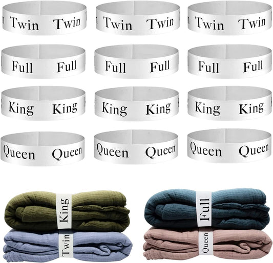12Pcs Bed Sheet Organizers and Storage Bands for Closet Organization Linen Labels King Twin Full Queen Bedding Bands Elastic Sheet Straps