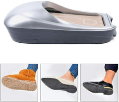 Automatic Shoe Film Machine Portable Shoe Covers Dispenser + Shoe Membrane 1 Roll Keep Floor Clean Perfect for Home Shop Office Lab Disposable Overshoes Dispenser Machine (Silver + 1 Roll Shoe Film)