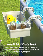 [PATENTED]  2025 Upgrade 2 Sets Poolside Storage Basket - Original above Ground Pool Accessories, Swimming Pool Storage Basket with Pool Cup Holder, Poolside Storage to Organize Cup Towel