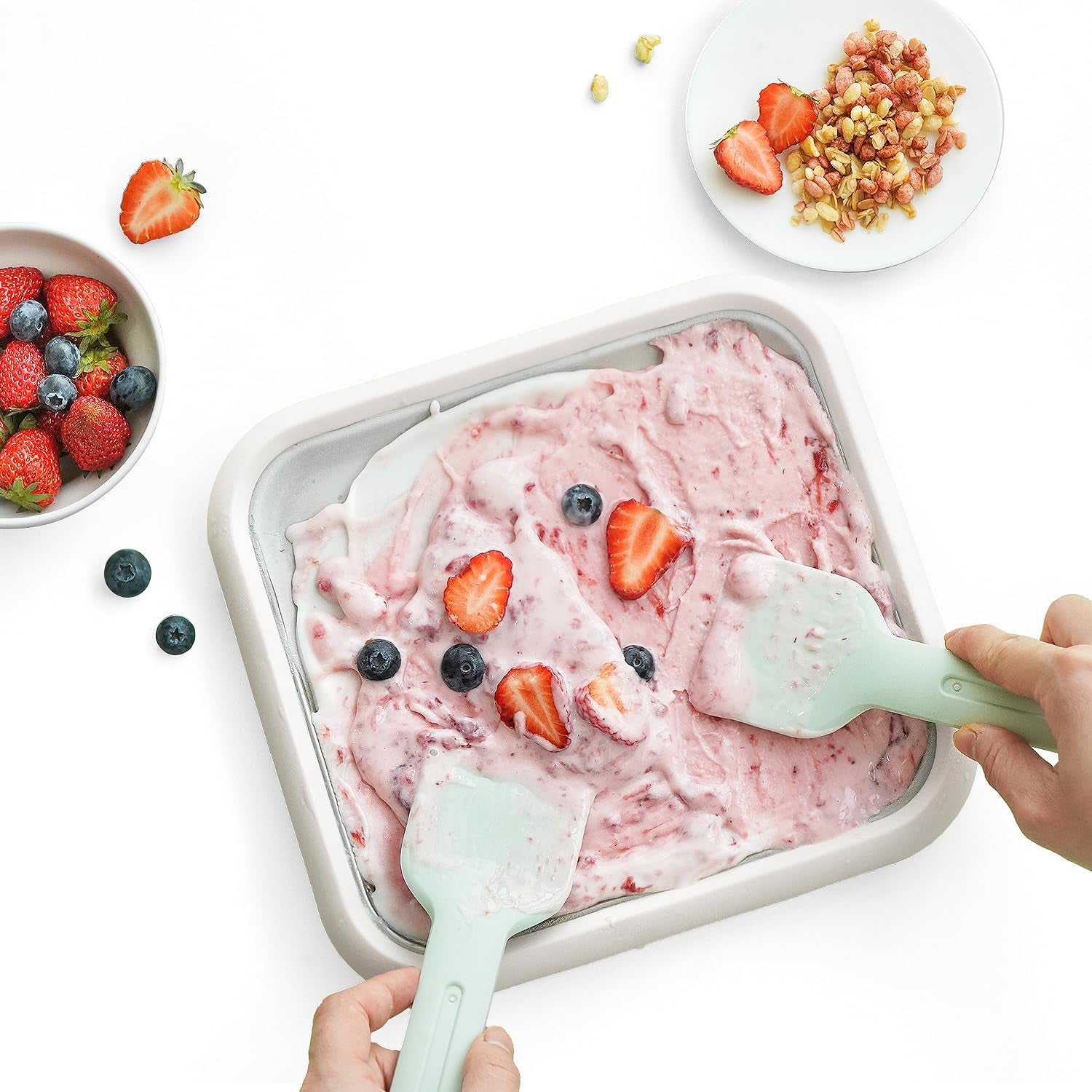Rolled Ice Cream Maker, Frozen Fruit Ice Cream Maker with 2 Spatulas, Frozen Yogurt Maker Machine, Soft Serve Ice Cream Machine for Making Rolled Ice Cream, Frozen Yogurt, Sorbet - Green