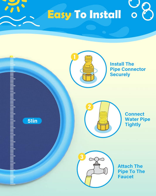 Glam Dog Splash Pad 51" Anti-Slip Dog Pool for Large Dogs