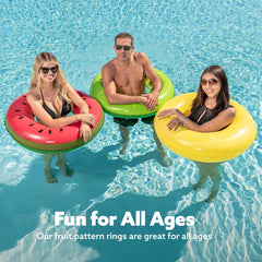 Glam 3 Pack Inflatable Swim Tube Raft with Summer Fruits Painting