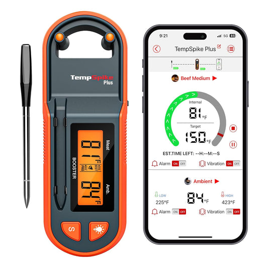 Tempspike 600 Ft Wireless Meat Thermometer with Ultra-Thinner Probe, Meat Thermometer Digital Wireless with LCD Booster, Bluetooth Meat Thermometer for BBQ Grill Smoker Rotisserie Sous Vide