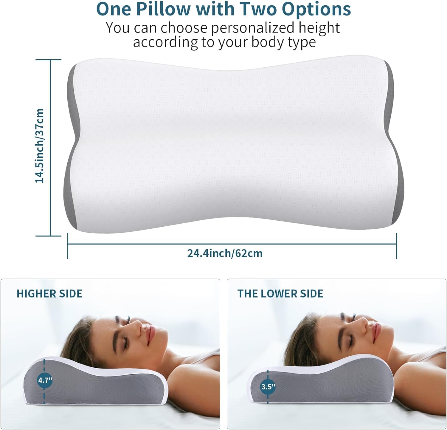 Cervical Neck Pillow Memory Foam Pillows for Neck Pain Relief, Ergonomic Pillow for Shoulder Pain, Contour Pillow for Sleeping, Orthopedic Bed Pillows Neck Support for Side Back Stomach Sleepers