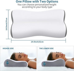 Cervical Neck Pillow Memory Foam Pillows for Neck Pain Relief, Ergonomic Pillow for Shoulder Pain, Contour Pillow for Sleeping, Orthopedic Bed Pillows Neck Support for Side Back Stomach Sleepers