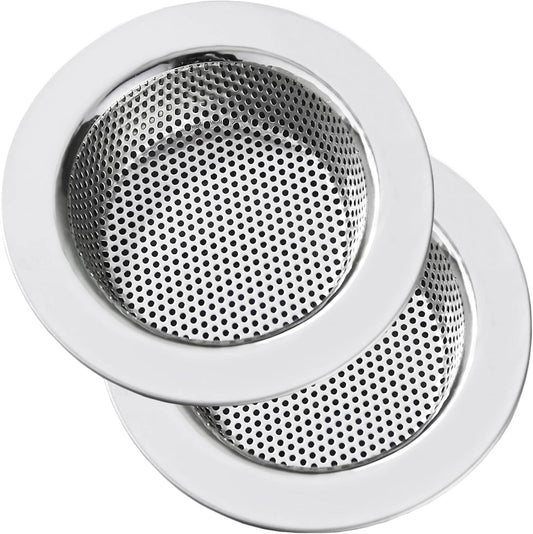 Kitchen Sink Strainer Stainless Steel,  Kitchen Sink Drain Strainer, Sink Strainers for Kitchen Sinks with Large Wide Rim 4.5" Diameter (2 Pack)
