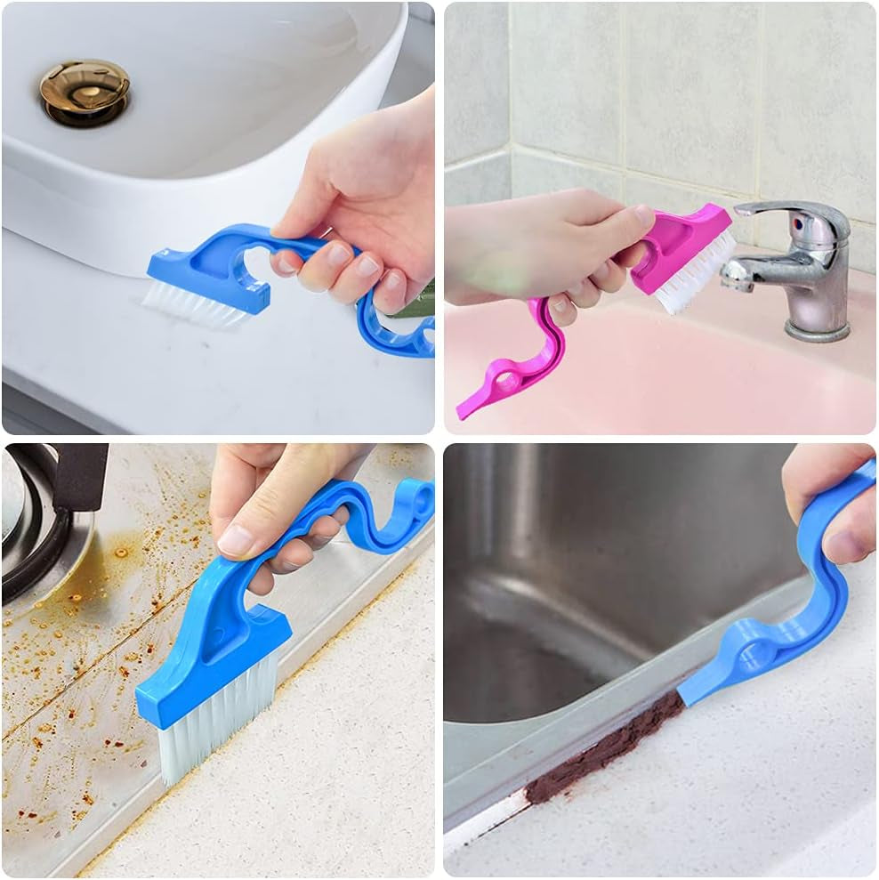 Crevice Gap Cleaning Brush Tool, 6Pcs Hand-Held Groove Gap Cleaning Tools, 2 in 1 Dustpan Cleaning Brushes, Shutter Door Window Track Kitchen Cleaning Brushes Kit