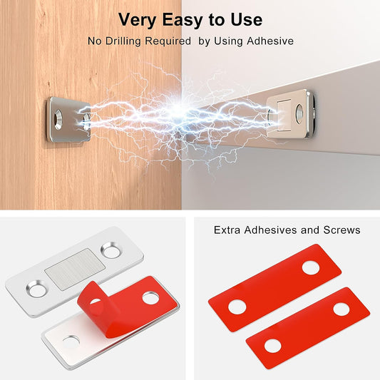 Cabinet Magnetic Catch  4 Pack Ultra Thin Cabinet Door Magnetic Catch for Drawer Magnets Adhesive Cabinet Latch Magnetic Closures for Kitchen Closet Door Closing Magnetic Door Catch Closer
