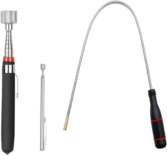 3 Pack Telescoping Magnet Pick-Up Tool Set - Retrieving Telescoping Magnet Pickup Tools，Extendable Magnetic Pick up Tools，Bendable Spring Magnet Stick