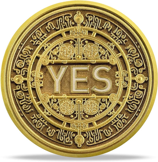 Yes or No Decision Maker Coins, Yes No Divination Token Lucky Flip Coin Delicate Design Medallion Commemorative Coin Souvenir Collection Decision Funny Gifts for Friends Party Game