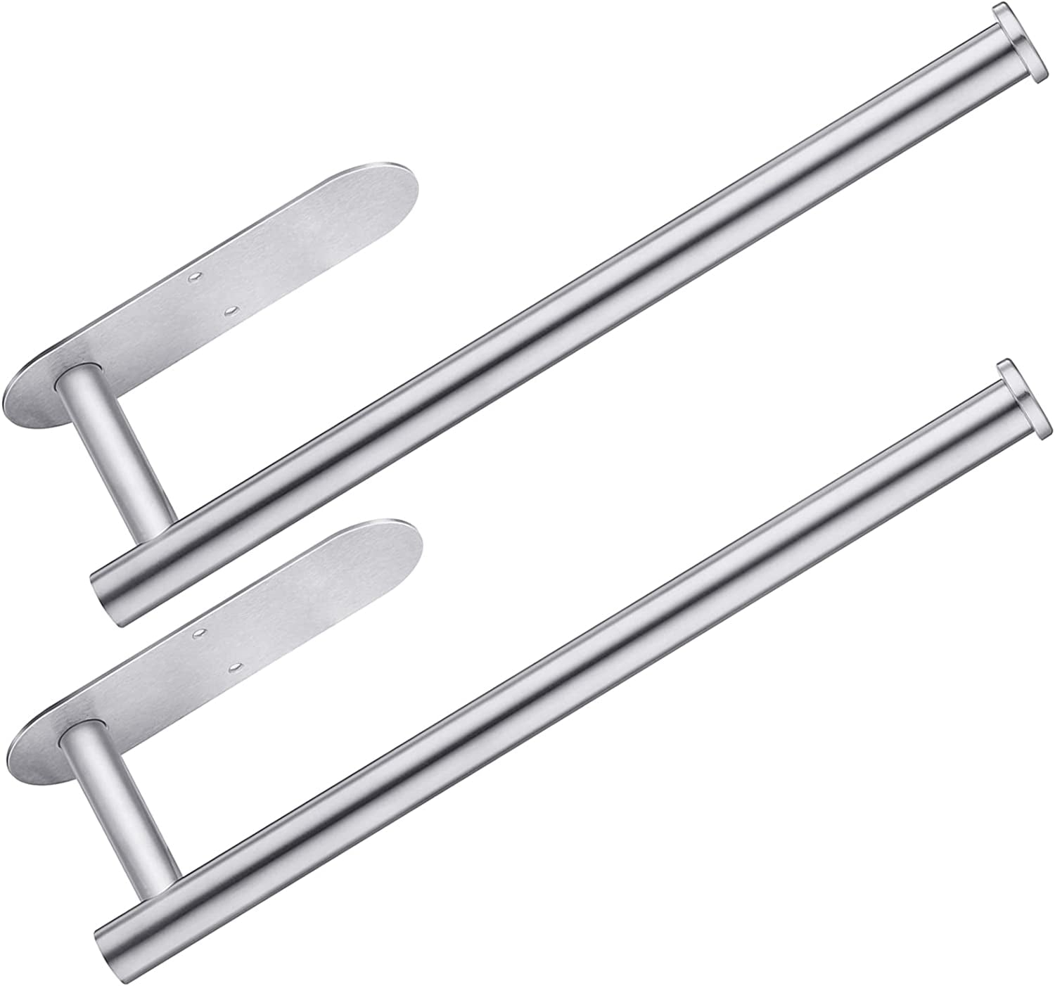 Paper Towel Holder under Cabinet 2 Pack,Stainless Steel Paper Towel Holder Wall Mount for Kitchen, Bathroom, RV, Paper Towel Rack with Self Adhesive and Screws (Silver)
