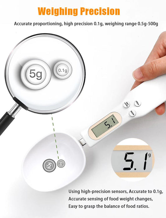 Digital Spoon Scale, Digital Kitchen Scales 500G/0.1G Kitchen Measuring Spoon Food Scale Digital Multi-Function with Accurate LCD Display for Dispensing Coffee Beans, Milk, Flour,Condiment