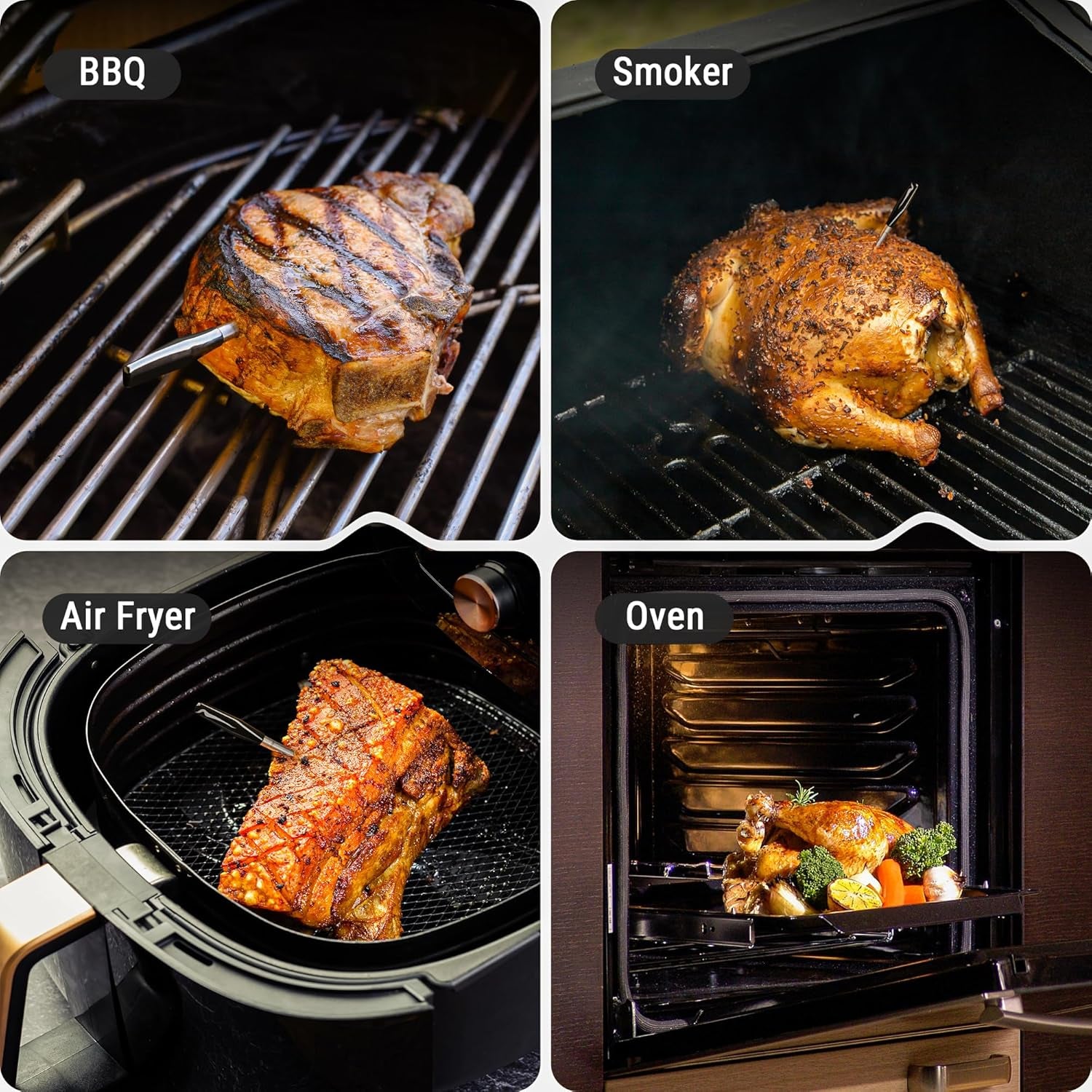 Tempspike 600 Ft Wireless Meat Thermometer with Ultra-Thinner Probe, Meat Thermometer Digital Wireless with LCD Booster, Bluetooth Meat Thermometer for BBQ Grill Smoker Rotisserie Sous Vide