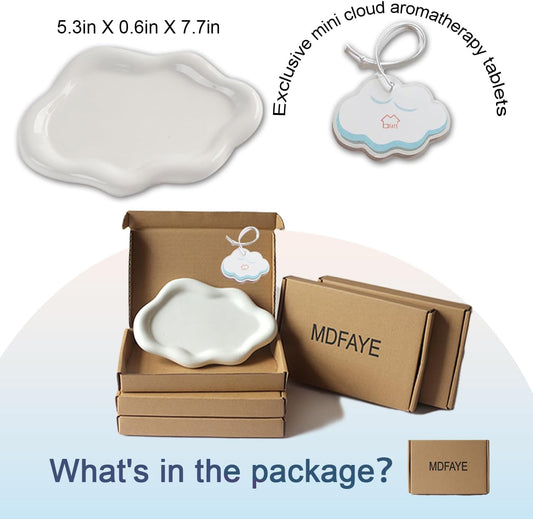 Jewelry Dish Trinket Tray for Women, Ring Dish Holder, Unique Cloud Shape Ceramic Plate Cute Things Vanity Aesthetic Room Decor Mother'S Day Birthday Christmas Warm House Gifts (White)