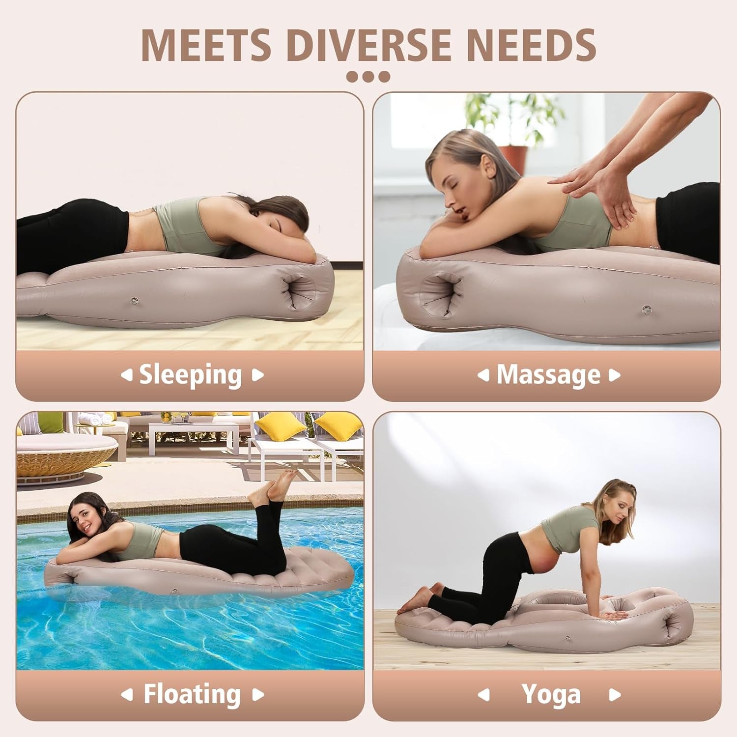 Glam Pregnancy Blow up Pillow, Belly Mattress for Pregnant Women with Electric Pump, Full Body Maternity Airbed with Hole for Stomach Sleeping, Back Pain & SPD Relief