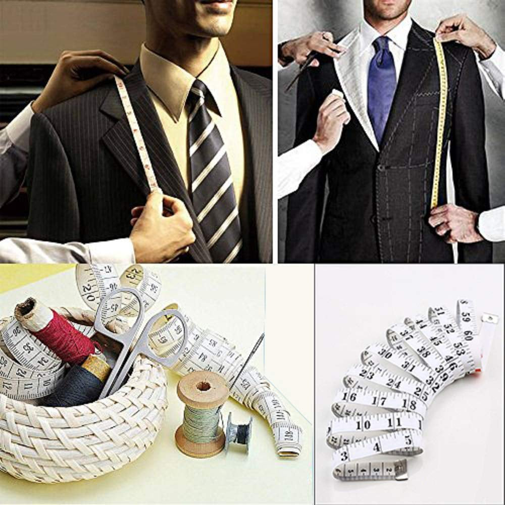 Soft Tape Measure Double Scale Body Sewing Flexible Tailor Craft Vinyl Ruler for Weight Loss Medical Body Measurement, Has Centimetre Scale on Reverse Side 60-Inch（White）