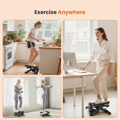 Glam Portable Mini Stair Steppers with Resistance Bands for Exercise