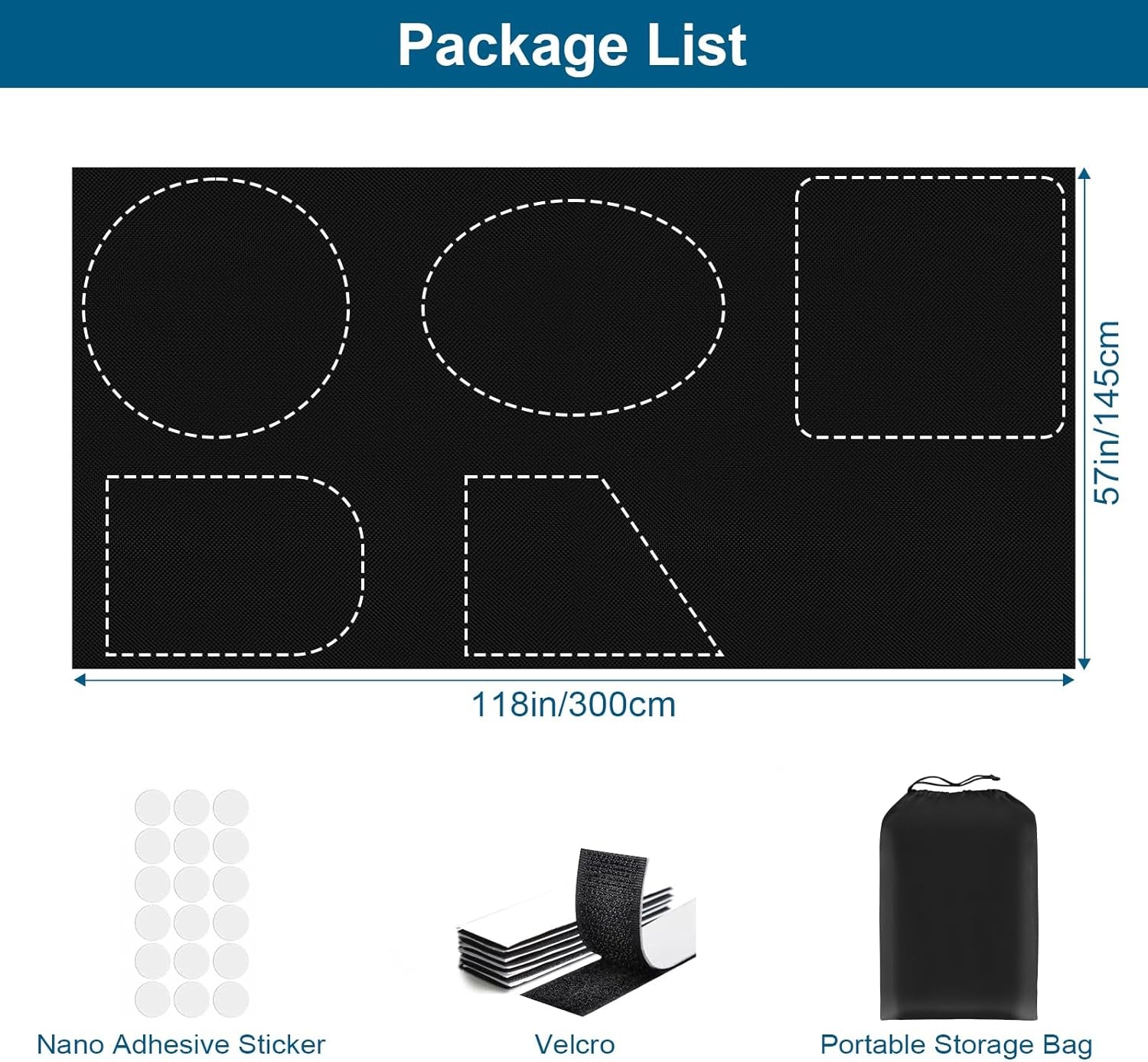 100% Blackout Curtains for Bedroom, Portable DIY Window Blinds, No Drill Window Shades & Blackout Blinds with Stickers & Tabs for Baby Nursery, Travel, Dorm Room (118" X 57")