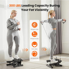 Glam Portable Mini Stair Steppers with Resistance Bands for Exercise