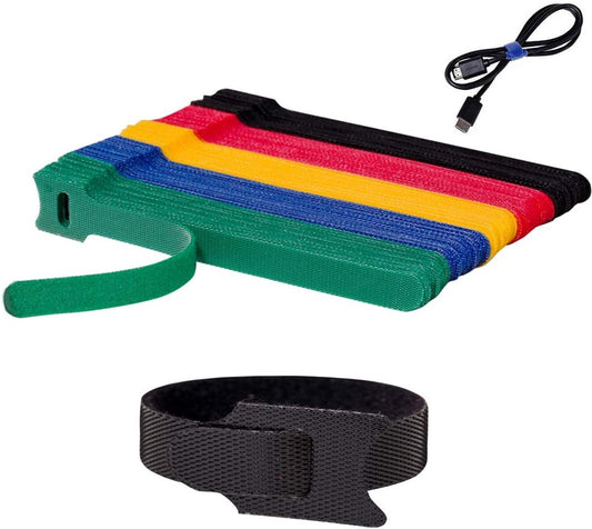100 PCS 6 Inch Reusable Fastening Cable Ties Cords Management Cable Organizer Cord Wrap Multi-Color