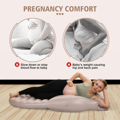 Glam Pregnancy Blow up Pillow, Belly Mattress for Pregnant Women with Electric Pump, Full Body Maternity Airbed with Hole for Stomach Sleeping, Back Pain & SPD Relief