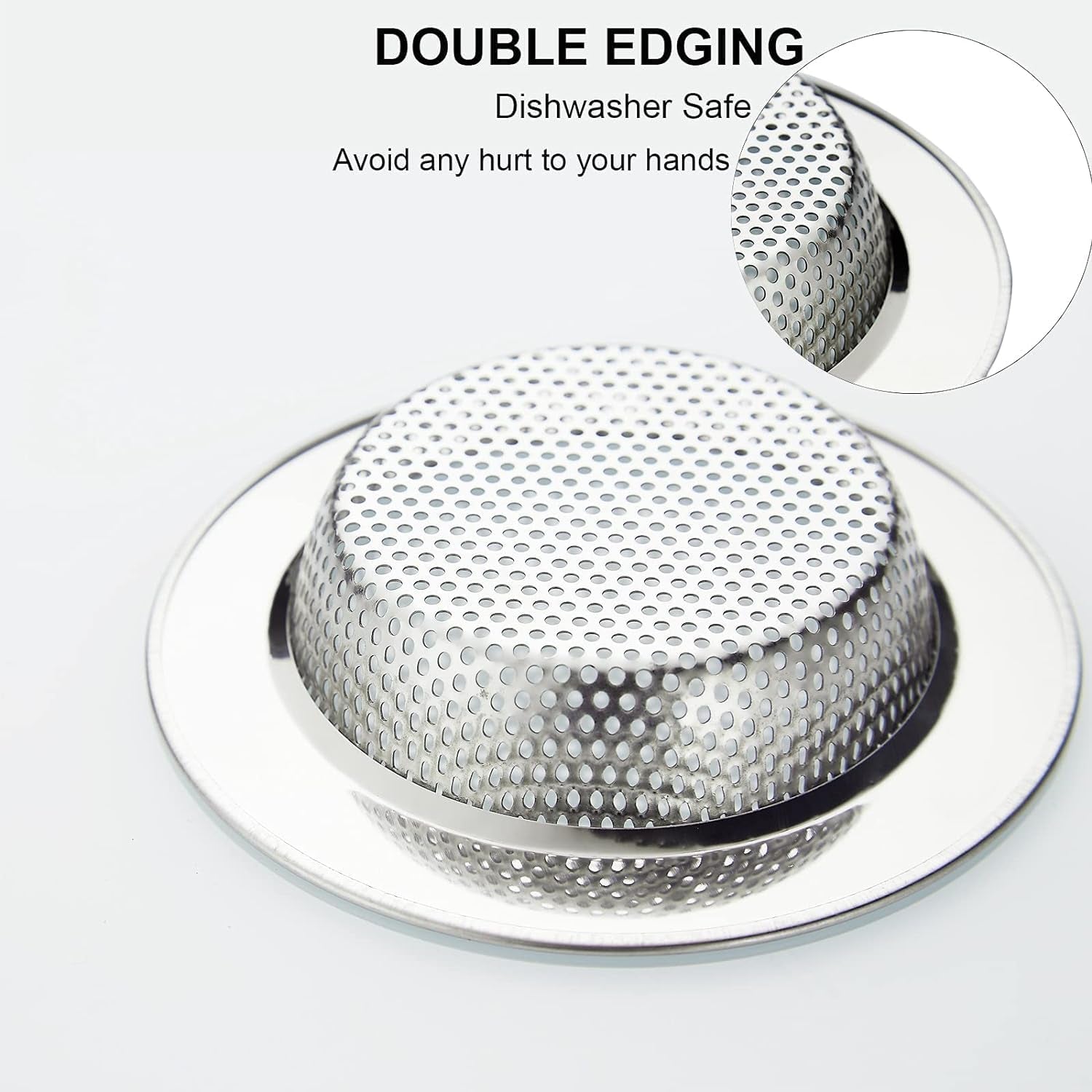 Kitchen Sink Strainer Stainless Steel,  Kitchen Sink Drain Strainer, Sink Strainers for Kitchen Sinks with Large Wide Rim 4.5" Diameter (2 Pack)