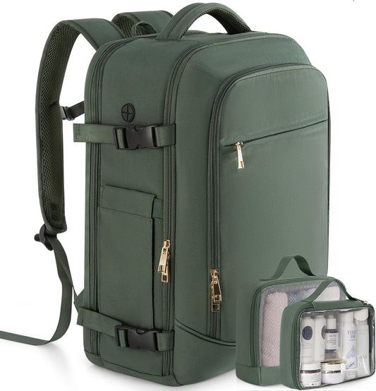 Carry on Backpack, Flight-Approved Backpack for Traveling, 40L Personal Item Travel Backpack, Peacock Green