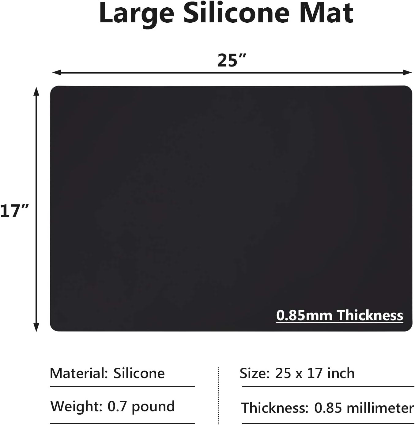 Silicone Mats for Kitchen Counter, Large Silicone Countertop Protector 25" by 17", Nonskid Heat Resistant Desk Saver Pad, Multipurpose Mat, Placemat, Black