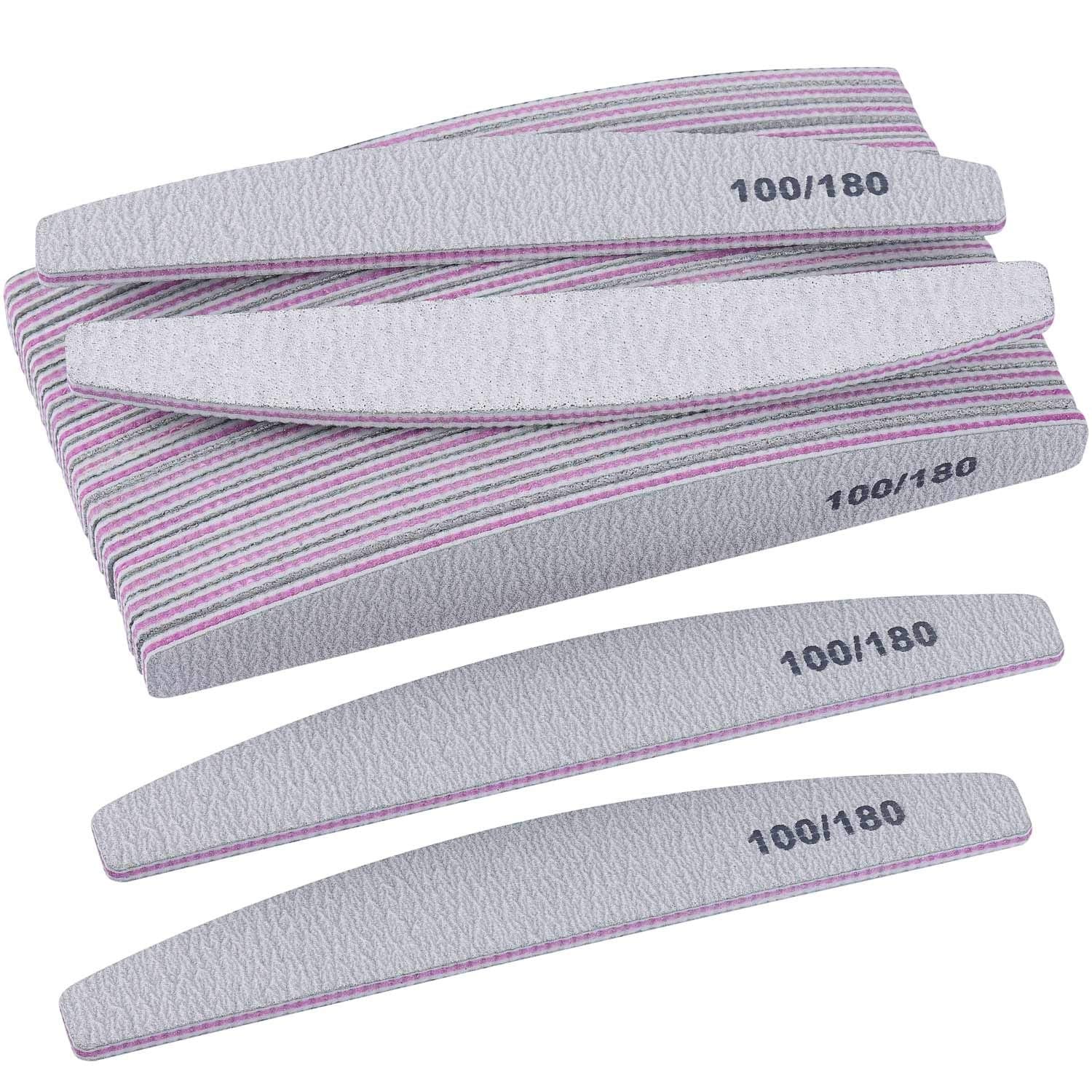 25 Pcs 100/180 Grit Nail Files and Buffers Professional Double Sided Emery Boards Manicure Tool for Acrylic Nails