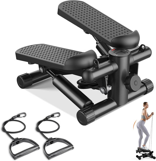 Glam Portable Mini Stair Steppers with Resistance Bands for Exercise