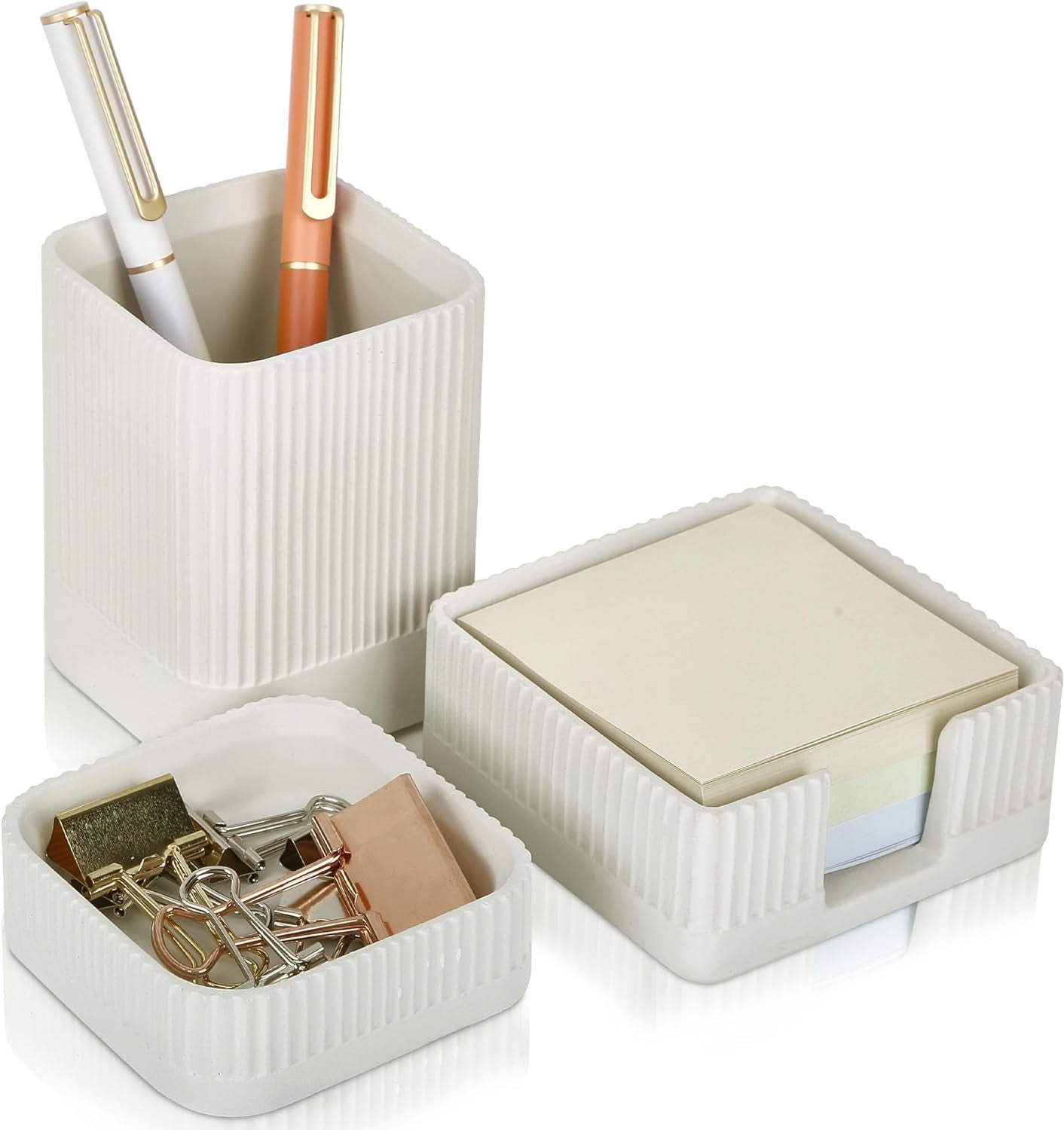 Desk Organizer Set – Modern Concrete Office Accessories (Set of 3)