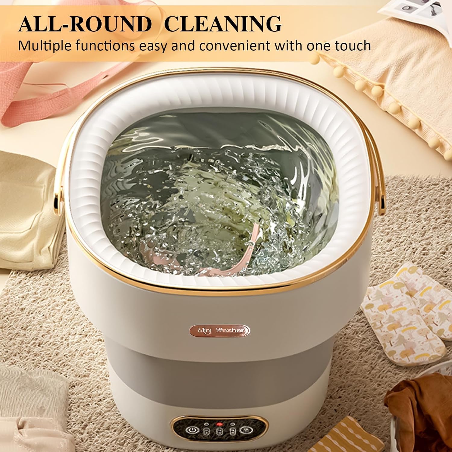 Glam Portable Mini Washing Machine with Spin Basket
