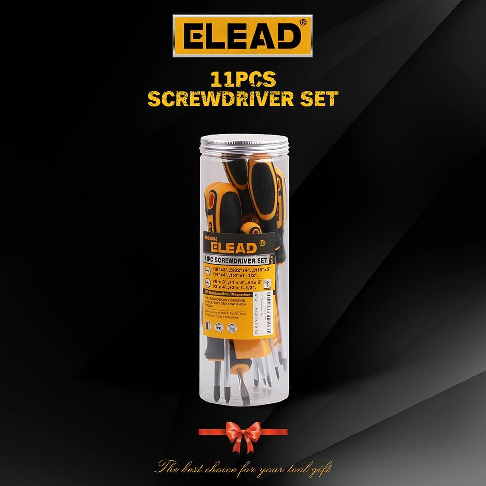 11-Piece Magnetic Screwdriver Set – Phillips & Slotted Tips with Magnetizer/ Demagnetizer