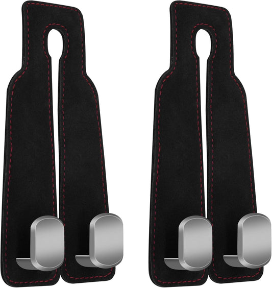 2Pcs Car Hooks for Headrest, Car Seat Hooks Purse Hook for Car, Double Headrest Hooks Purse Holder & Mobile Phone Holder, Car Hanger Storage Car Seat Back Organizer for Bags, Purses, Handbags(Black)