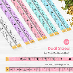 Tape Measure,  Soft Ruler 60-Inch Double-Sided Measuring Tape or Body Weight Loss Fabric Sewing Tailor Cloth Vinyl Measurement Craft Supplies, 2-Pack White, Blue