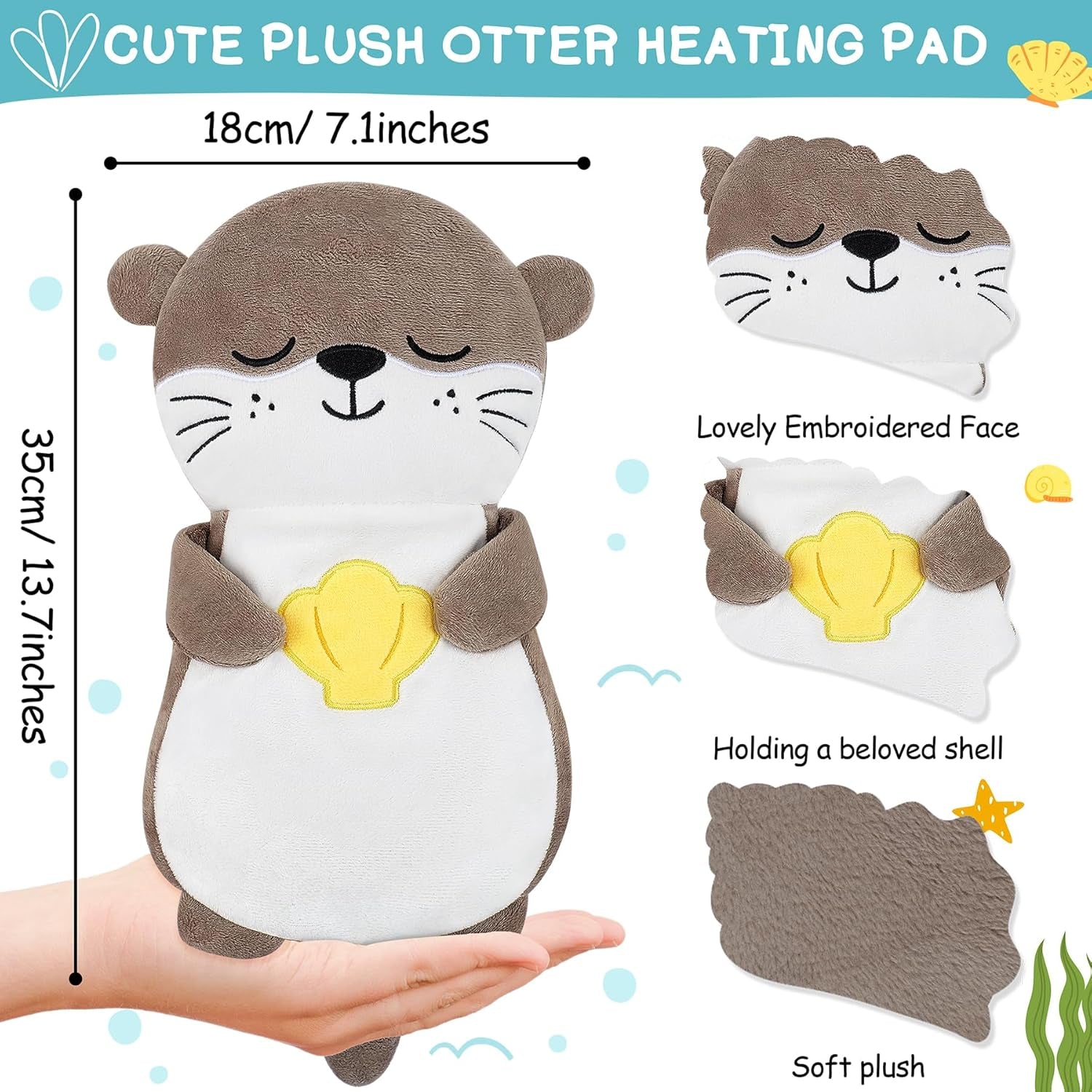 Microwave Heating Pad for Period Cramps - Otter Lavender Scented Microwavable Heating Pad for Women and Kids, Otter Plush Toys with Removable Heat Pack for Shoulder Neck Back Knee Pain Relief