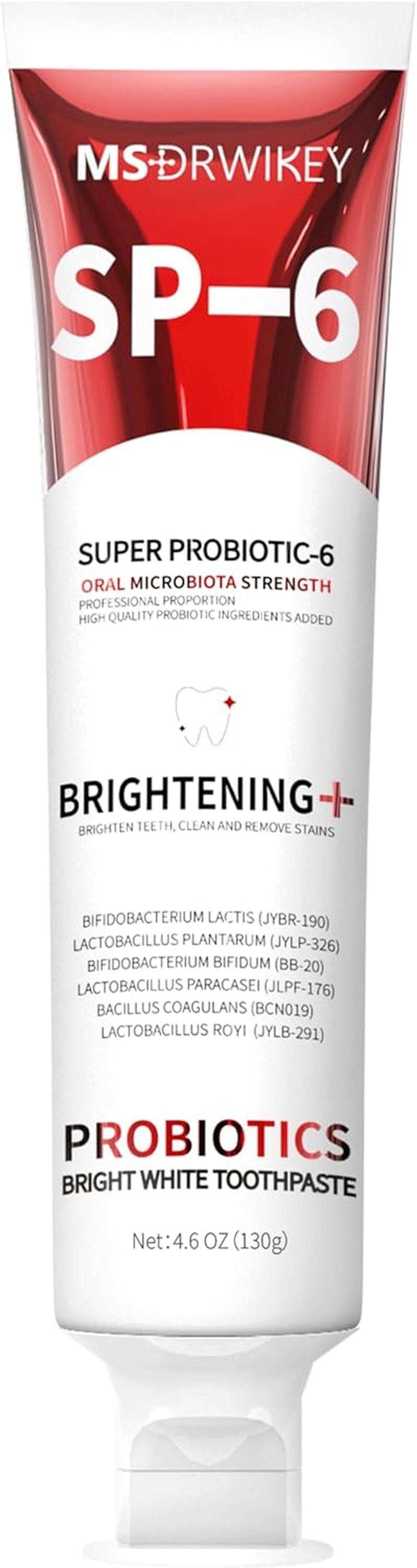 SP-6 Probiotic Whitening Toothpaste – Advanced Formula for Whiter Teeth & Healthier Gums | Enamel-Safe | Fluoride-Free | Fresh Mint | 4.6oz