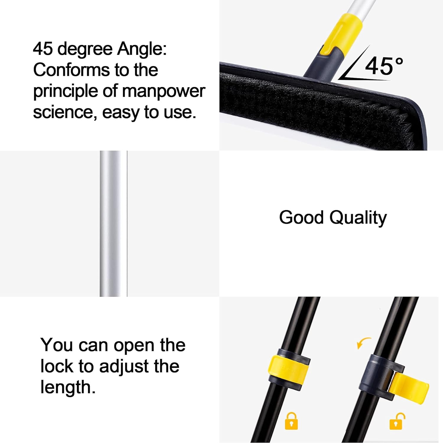 Floor Scrub Brush Telescopic Handle 2 in 1 Scrape Brush Stiff Bristle Shower Scrubber for Cleaning Patio Bathroom Garage Kitchen Wall Deck Tub Tile 55.9 Inch Tall