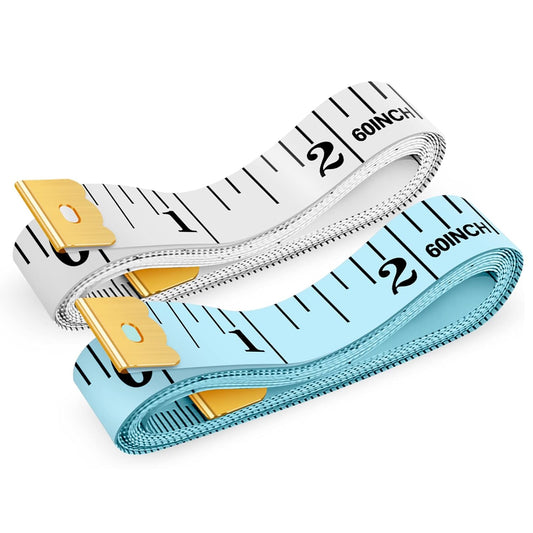 Tape Measure,  Soft Ruler 60-Inch Double-Sided Measuring Tape or Body Weight Loss Fabric Sewing Tailor Cloth Vinyl Measurement Craft Supplies, 2-Pack White, Blue